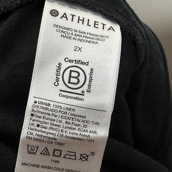 ATHLETA Retreat Linen Wide Leg High Rise Pant Black Sz 2X {3D11} - Picture 6 of 7